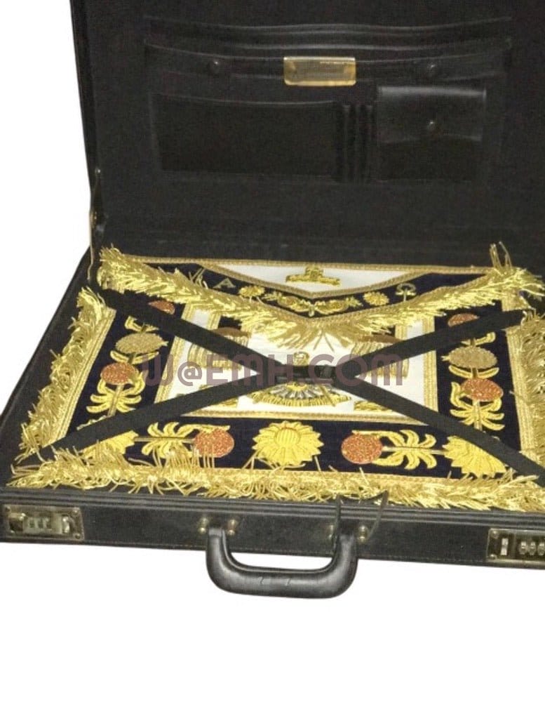 Custom Designed Bespoke Past Master Apron and Embroidered Carry Case