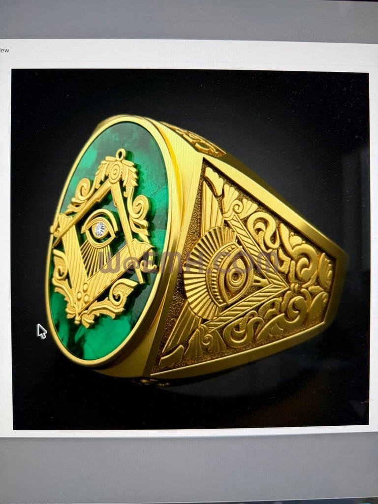 The Man Who Would Be King – Gothic Oval Malachite Master Mason Ring