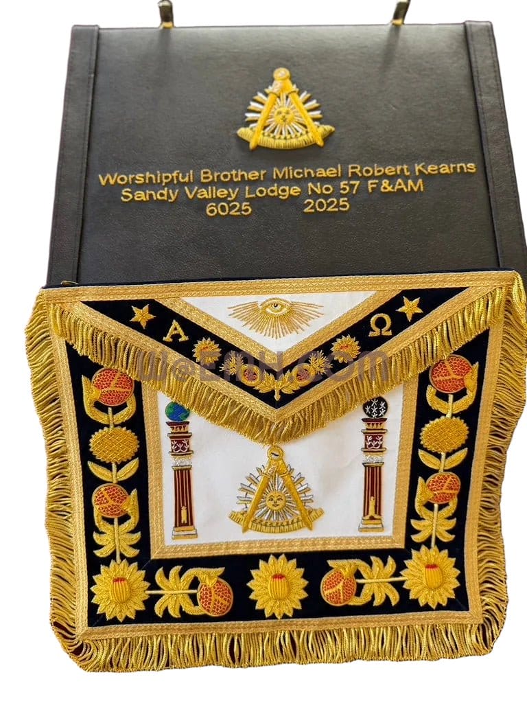 ’Pomegranate’ Past Master Apron, Grand Lodge Regalia - Masonic Apron