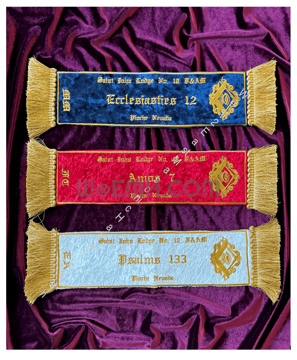 Masonic Altar Cloth and Bible Ribbons Set