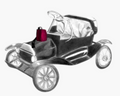 Silver antique car unit identifier with a burgundy fez