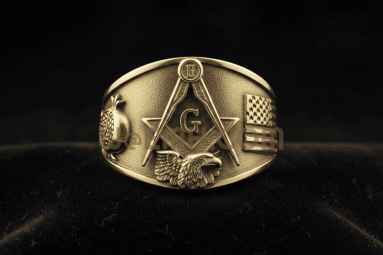 American Masonic Ring — Enlarged S&C with small eagle at tip