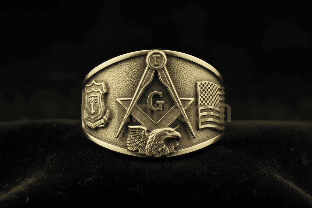 Americana Masonic Ring — US Coast Guard Edition in 10K Gold