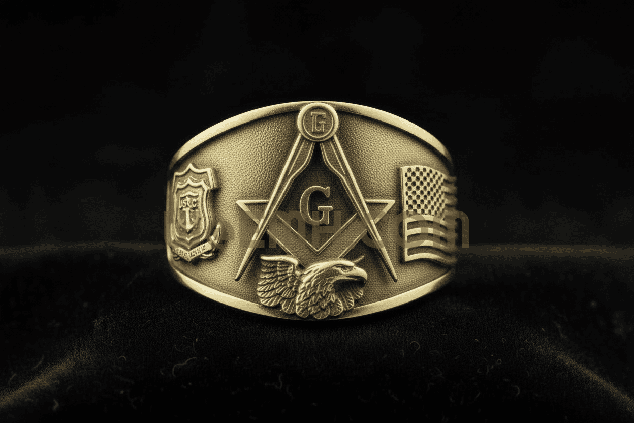 Americana Masonic Ring — US Coast Guard Edition in 10K Gold