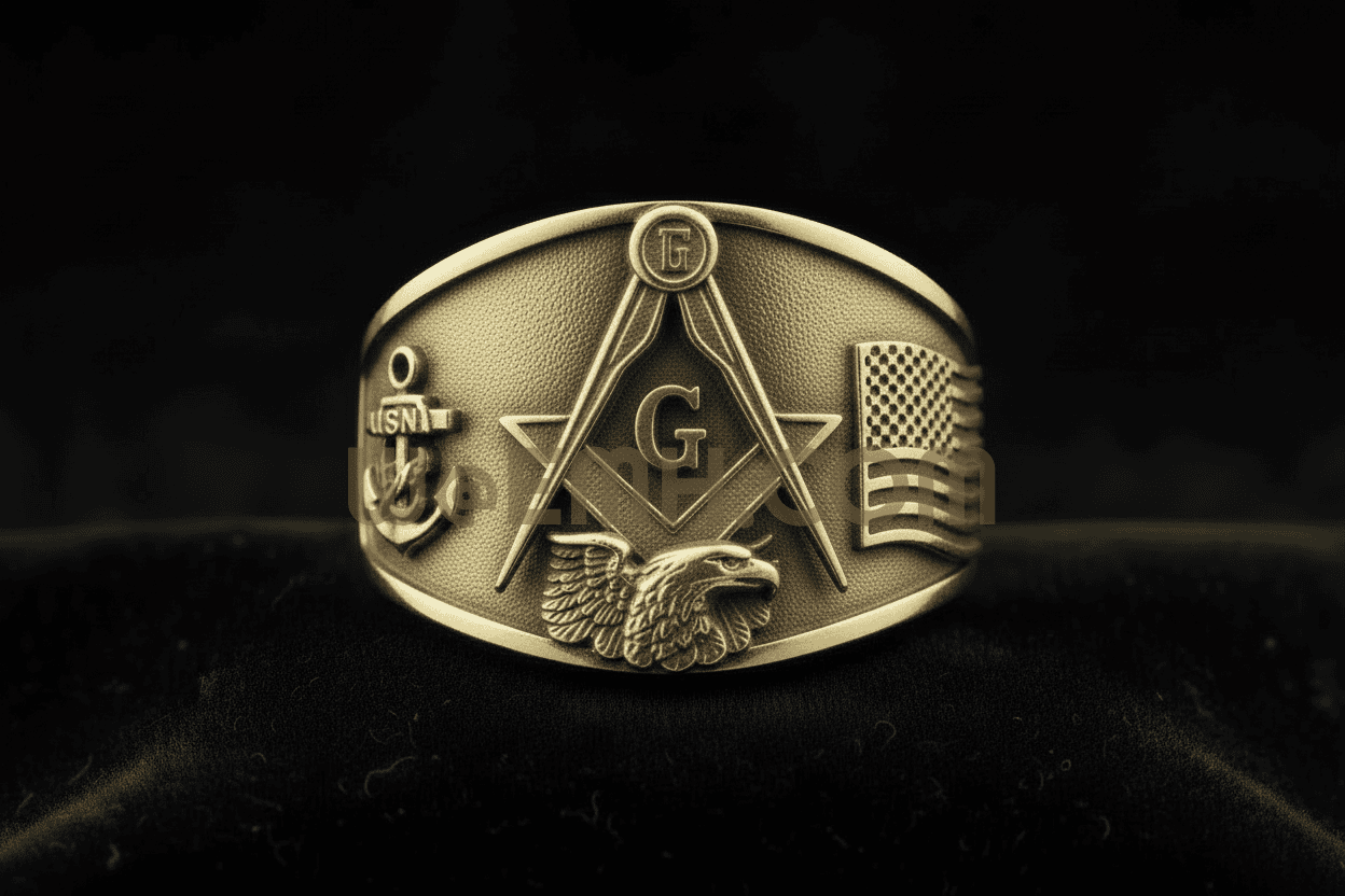 Americana Masonic Ring — US Navy Edition in 10K Gold
