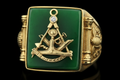 Asian Masonic Past Master Jade Ring – 14K Gold