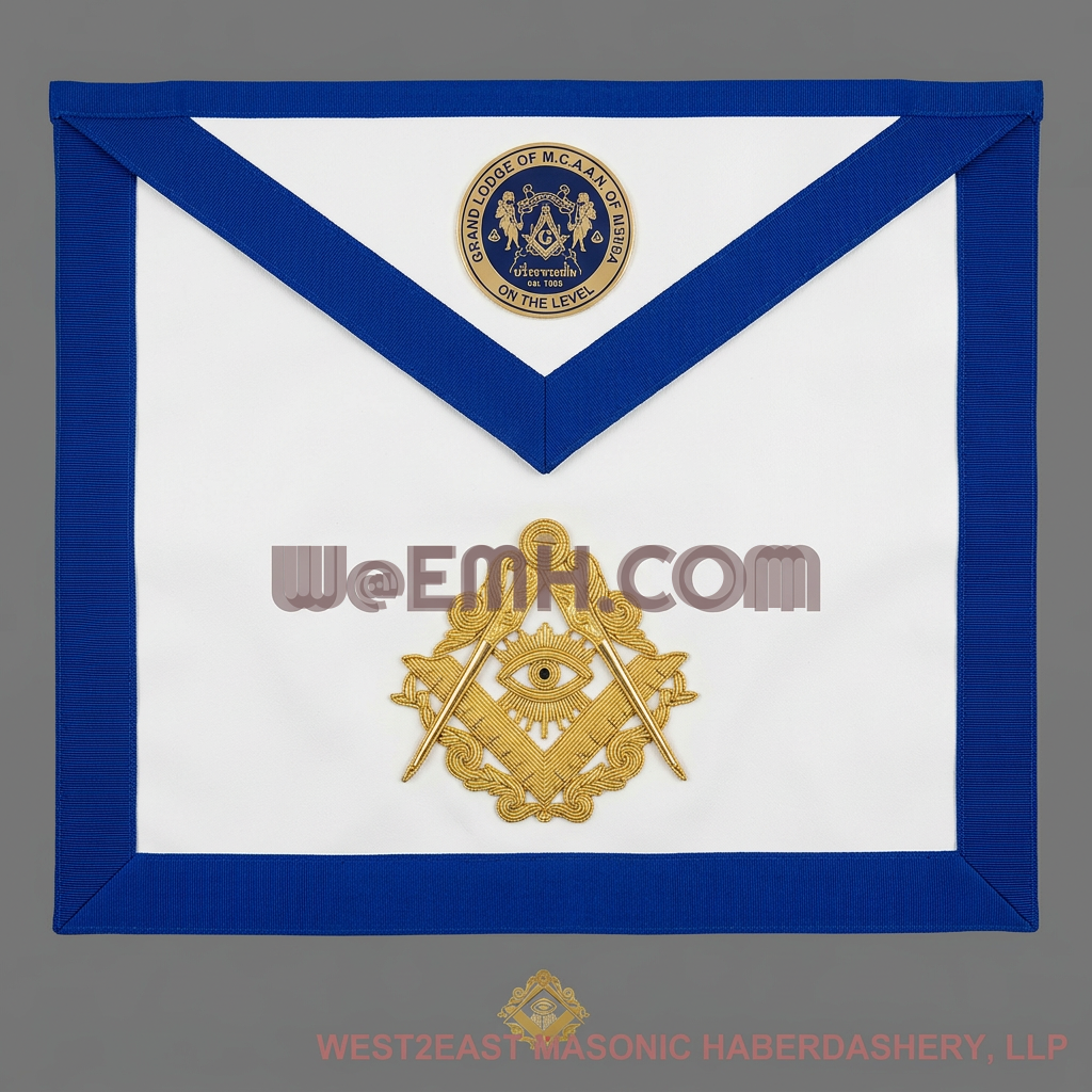 Blue-and-white apron medium-gray background