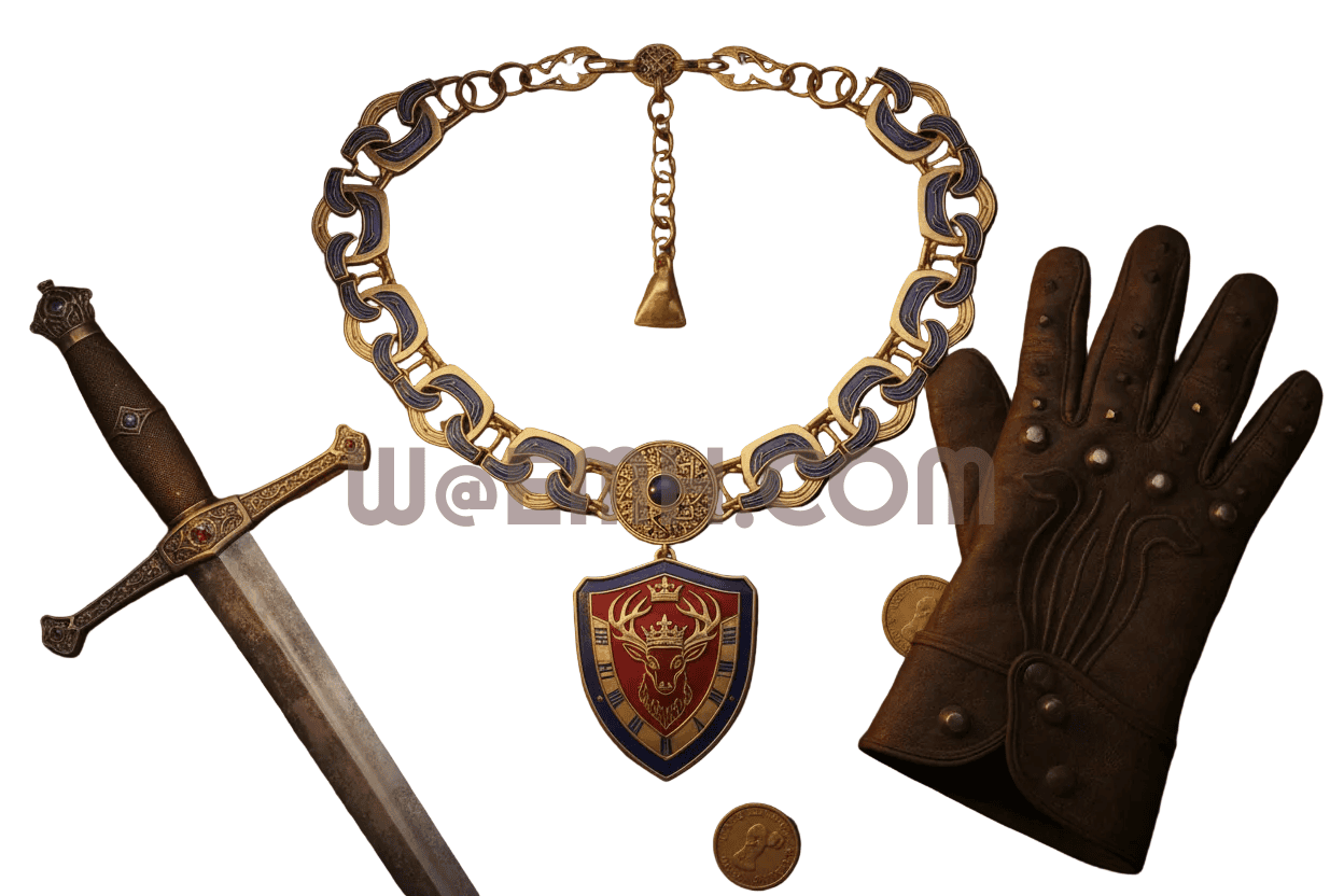 Elks Loyal Knight Chain Link Collar - Flat Lay