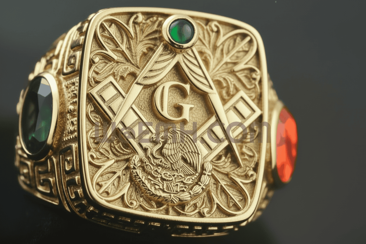The Legend – Full ring view with Mexican fire opal on right shank