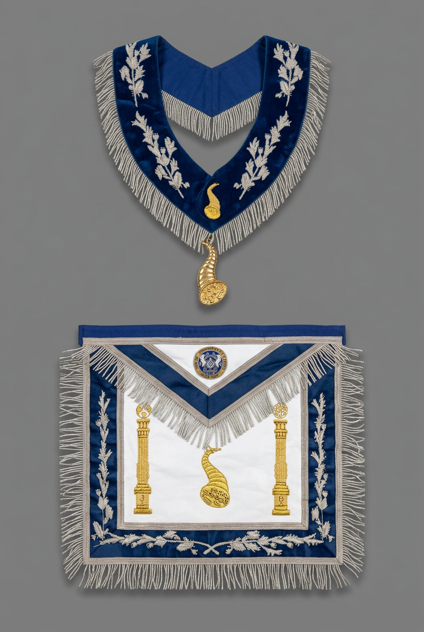 Officer apron and collar with cornucopia emblems on medium gray