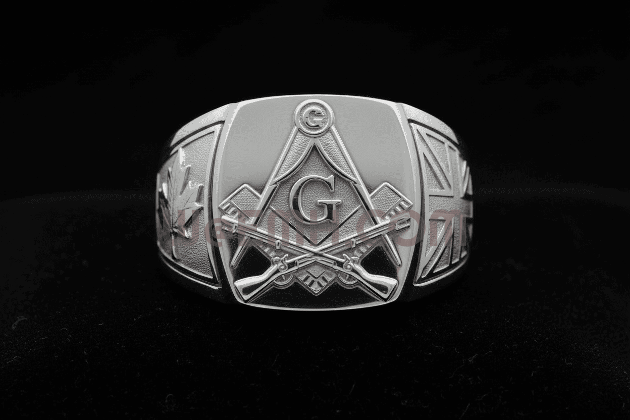 Loyalist Masonic Ring — Battle of Chippawa in .925 Silver
