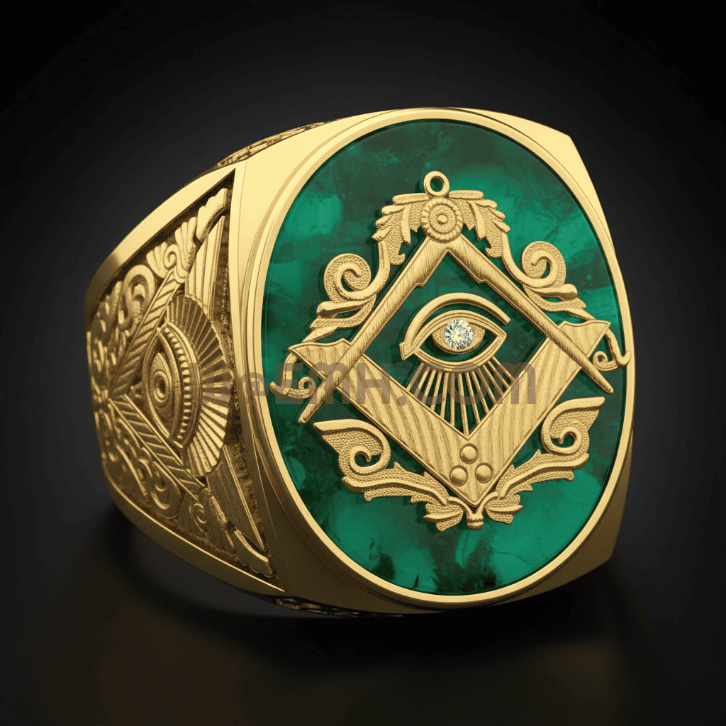 Masonic Signet Ring with Ornate Jewel Face