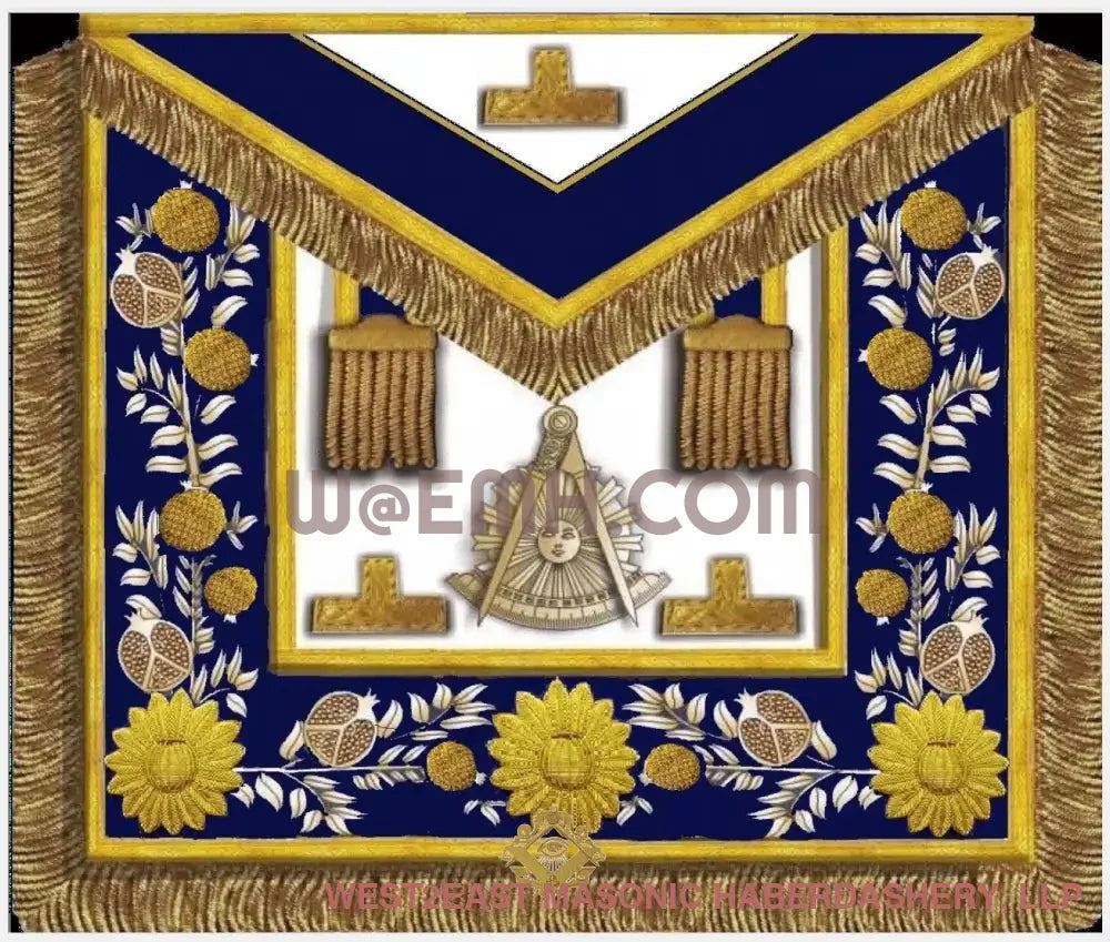 ’Pomegranate’ Past Master Apron, Grand Lodge Regalia - Masonic Apron