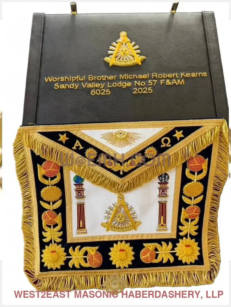 ’Pomegranate’ Past Master Apron, Grand Lodge Regalia - Masonic Apron