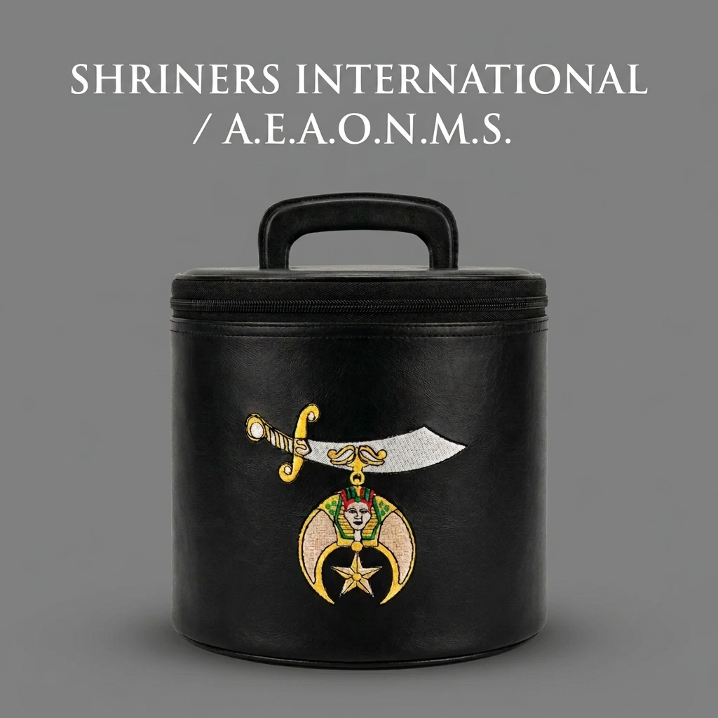 Shrine carry-case image with white heading on medium gray